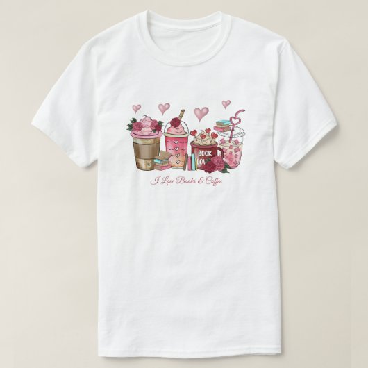私は本とコーヒーTシャツが大好き Tシャツ (デザイン正面)