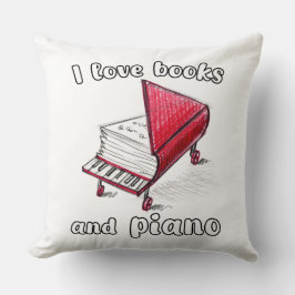 私は本とピアノ、本物のフリーハンドアートが大好き クッション