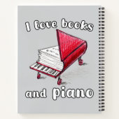 私は本とピアノ、本物のフリーハンドアートが大好き ノートブック (裏面)