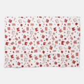 私は本と可愛読い赤い柄が大好き キッチンタオル (横)