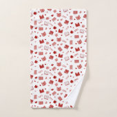 私は本と可愛読い赤い柄が大好き バスタオルセット (ハンドタオル)