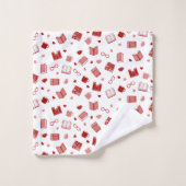 私は本と可愛読い赤い柄が大好き バスタオルセット (ウォッシュタオル)