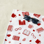 私は本と可愛読い赤い柄が大好き ビーチタオル (インサイチュ)