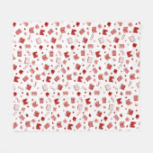 私は本と可愛読い赤い柄が大好き フリースブランケット (正面(横))