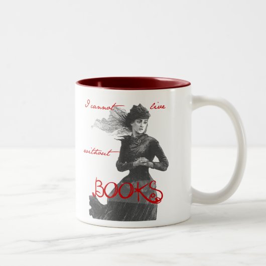 私は本なしに住むことができません ツートーンマグカップ (右)
