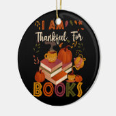 私は本に感謝している秋司書感謝していおもしろいさん セラミックオーナメント (左)