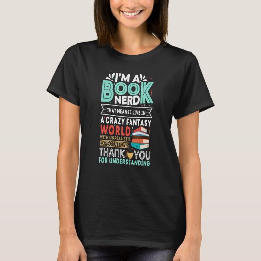 私は本のおたく読だ Tシャツ (正面)