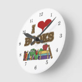 私は本を愛します ラウンド壁時計 (傾斜)