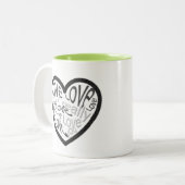 私は本当にあなたが緑茶ママのマグカップを愛している ツートーンマグカップ (正面左)