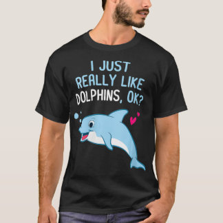 私は本当にイルカDolphins Vが好きおもしろいの女性 Tシャツ