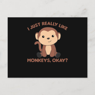 私は本当にサルが好き、OK - Sweet Monkey ポストカード