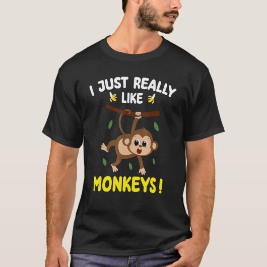 私は本当にサル可愛いモンキー幼児の男の子が好き Tシャツ (正面)