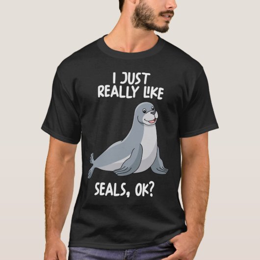 私は本当にシールが好きok tシャツ (正面)
