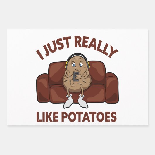 私は本当にジャガイモが好き – かわいいポテト ラッピングペーパーシート (正面)