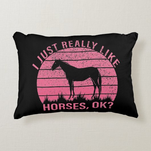 私は本当にバラピンクの馬が好き アクセントクッション (正面)