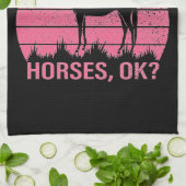 私は本当にバラピンクの馬が好き キッチンタオル (折り畳み)