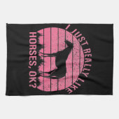 私は本当にバラピンクの馬が好き キッチンタオル (横)