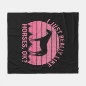 私は本当にバラピンクの馬が好き フリースブランケット (正面(横))