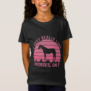私は本当にバラピンクの馬が好き Tシャツ