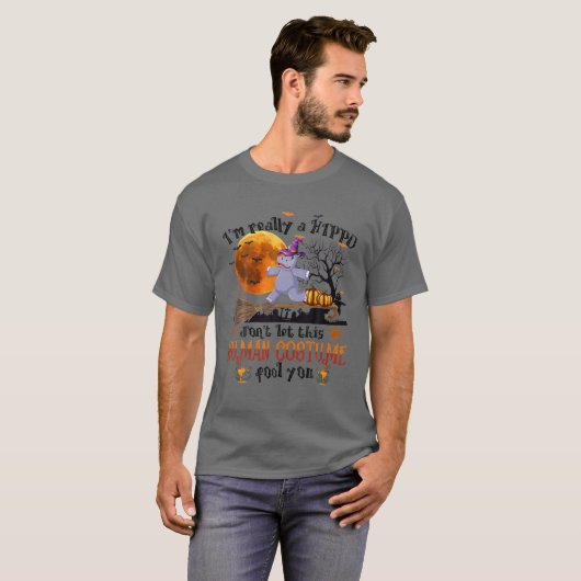私は本当にヒッポハロウィーンの人間の衣装メンズだ Tシャツ (正面フル)