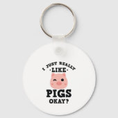 私は本当にピッグファームおもしろい動物愛好家が好き キーホルダー (正面)