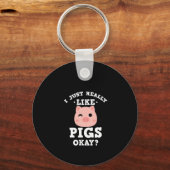 私は本当にピッグファームおもしろい動物愛好家が好き キーホルダー (正面)