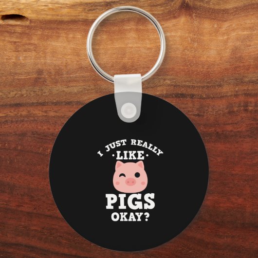 私は本当にピッグファームおもしろい動物愛好家が好き キーホルダー (正面)