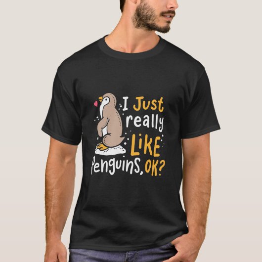 私は本当にペンギンが好きok tシャツ (正面)