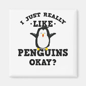 私は本当にペンギン引用文が好き マグネット (正面)