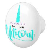 私は本当にユニコーンのアクアブルーの魔法の角だ セラミックノブ (右)