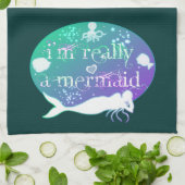 私は本当に人魚だ キッチンタオル (折り畳み)