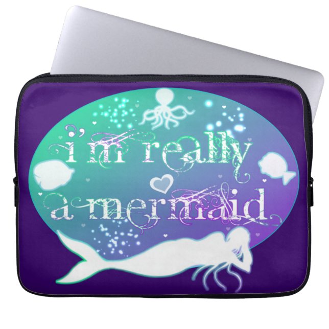 私は本当に人魚だ ラップトップスリーブ (正面)