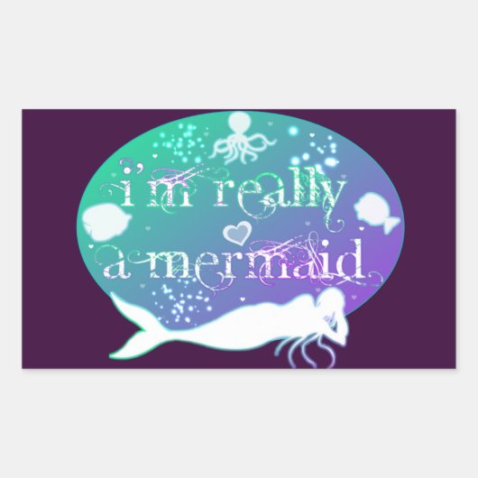私は本当に人魚だ 長方形シール (正面)