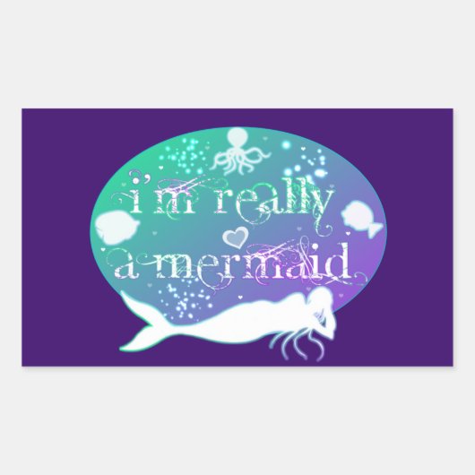 私は本当に人魚の製品だ 長方形シール (正面)