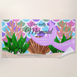私は本当に人魚🧜の♀️海 ビーチタオル