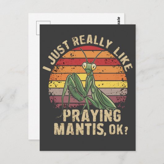 私は本当に好きなの祈マンティスOK昆虫レトロ ポストカード (正面/裏面)