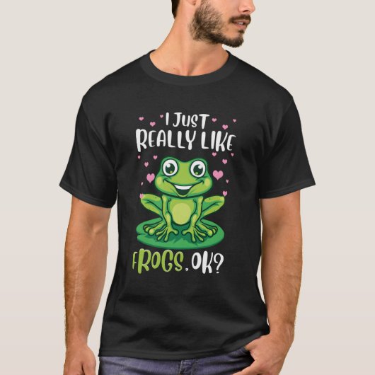 私は本当に好きカエルOkツリーおもしろいカエルのギフトF Tシャツ (正面)