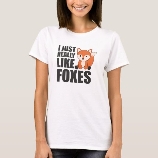 私は本当に好きキツネかわいい動物オレンジキツネ Tシャツ (正面)