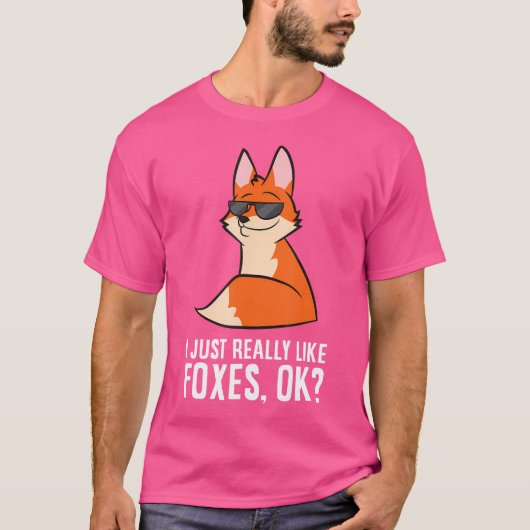 私は本当に好きキツネOKおもしろいキツネ Tシャツ (正面)