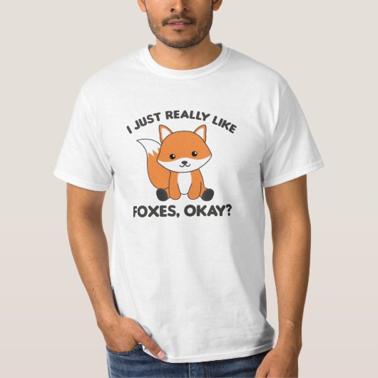 私は本当に好きキツネOKおもしろいキツネ Tシャツ (正面)