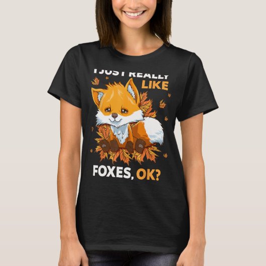 私は本当に好きキツネOKかわいいキツネ Tシャツ (正面)