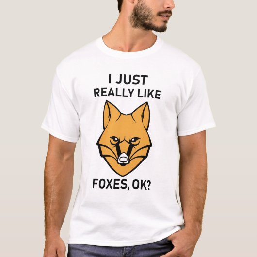 私は本当に好きキツネOK?-おもしろいキツネ Tシャツ (正面)