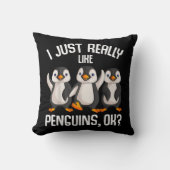 私は本当に好きペンギン子供の女の子の男の子の女性P クッション (正面)