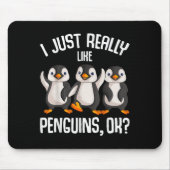 私は本当に好きペンギン子供の女の子の男の子の女性P マウスパッド (正面)
