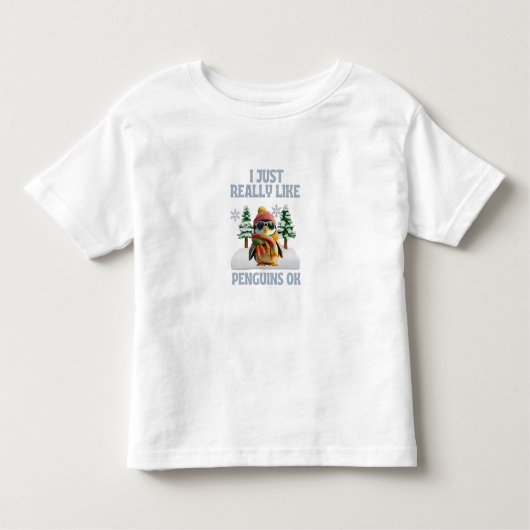 私は本当に好きペンギンOK幼児Tシャツ トドラーTシャツ (正面)