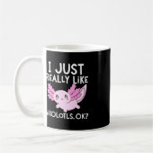 私は本当に好きAxolotls Ok女の子の男の子の河合 コーヒーマグカップ (左)