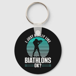 私は本当に好きBiathlons OkスポーツバイアスロンBi キーホルダー