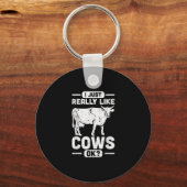 私は本当に牛Okが好き – 牛の贈り物 キーホルダー (正面)