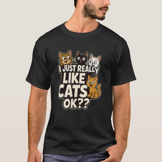 私は本当に猫が好きなの - 猫好き Tシャツ (正面)