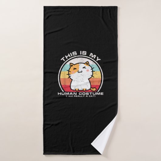 私は本当に猫で、人間の仮装おもしろいの女性の男性である バスタオル (バスタオル)